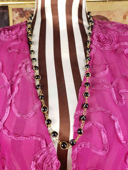 Vintage 1960s Black Glass Bead Necklace