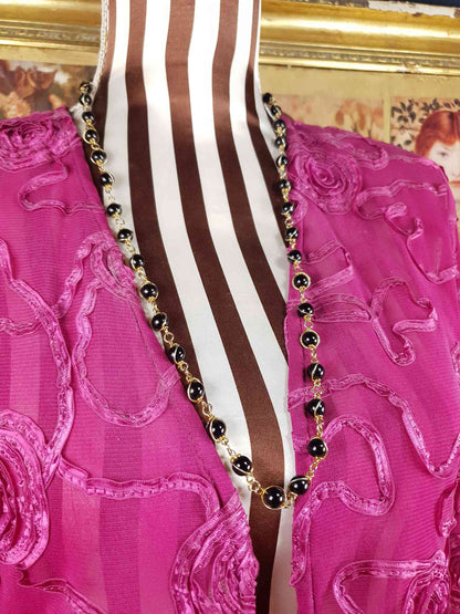 Vintage 1960s Black Glass Bead Necklace