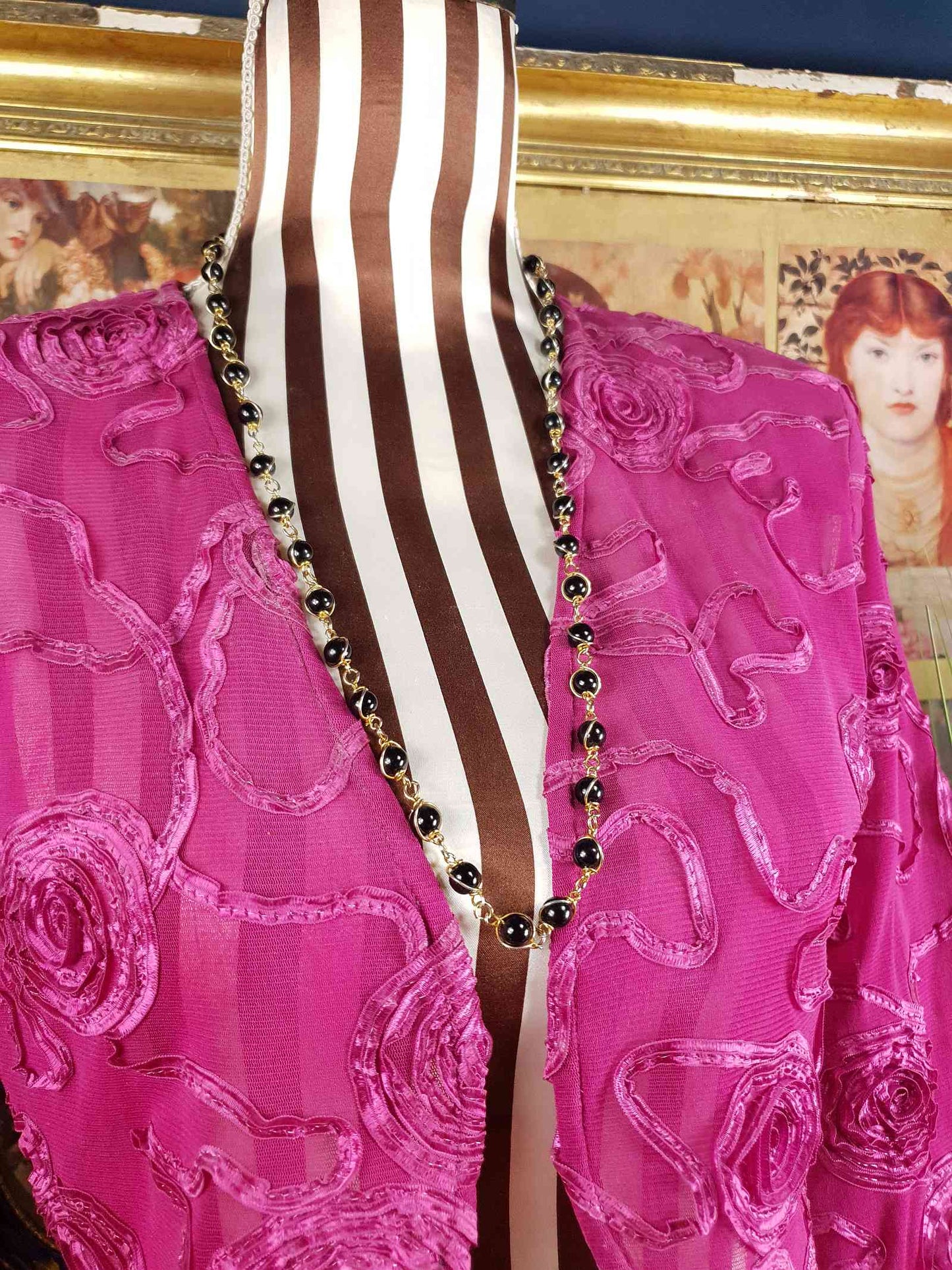 Vintage 1960s Black Glass Bead Necklace