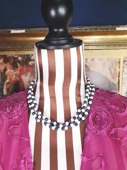 Vintage 1960s Blue White Necklace Three Strands Retro Mod