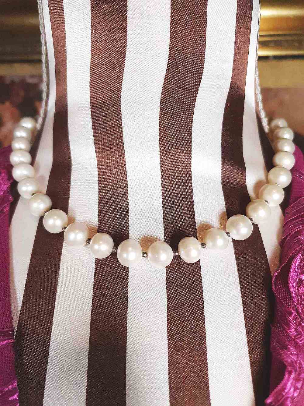 Vintage 1960s Freshwater Pearl Pearls Necklace Bracelet Set Demi Parure Sterling Silver