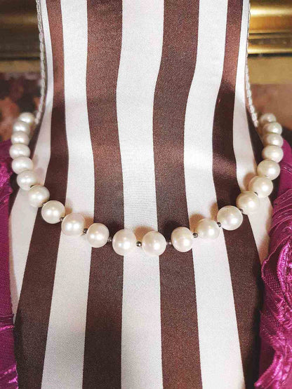 Vintage 1960s Freshwater Pearl Pearls Necklace Bracelet Set Demi Parure Sterling Silver