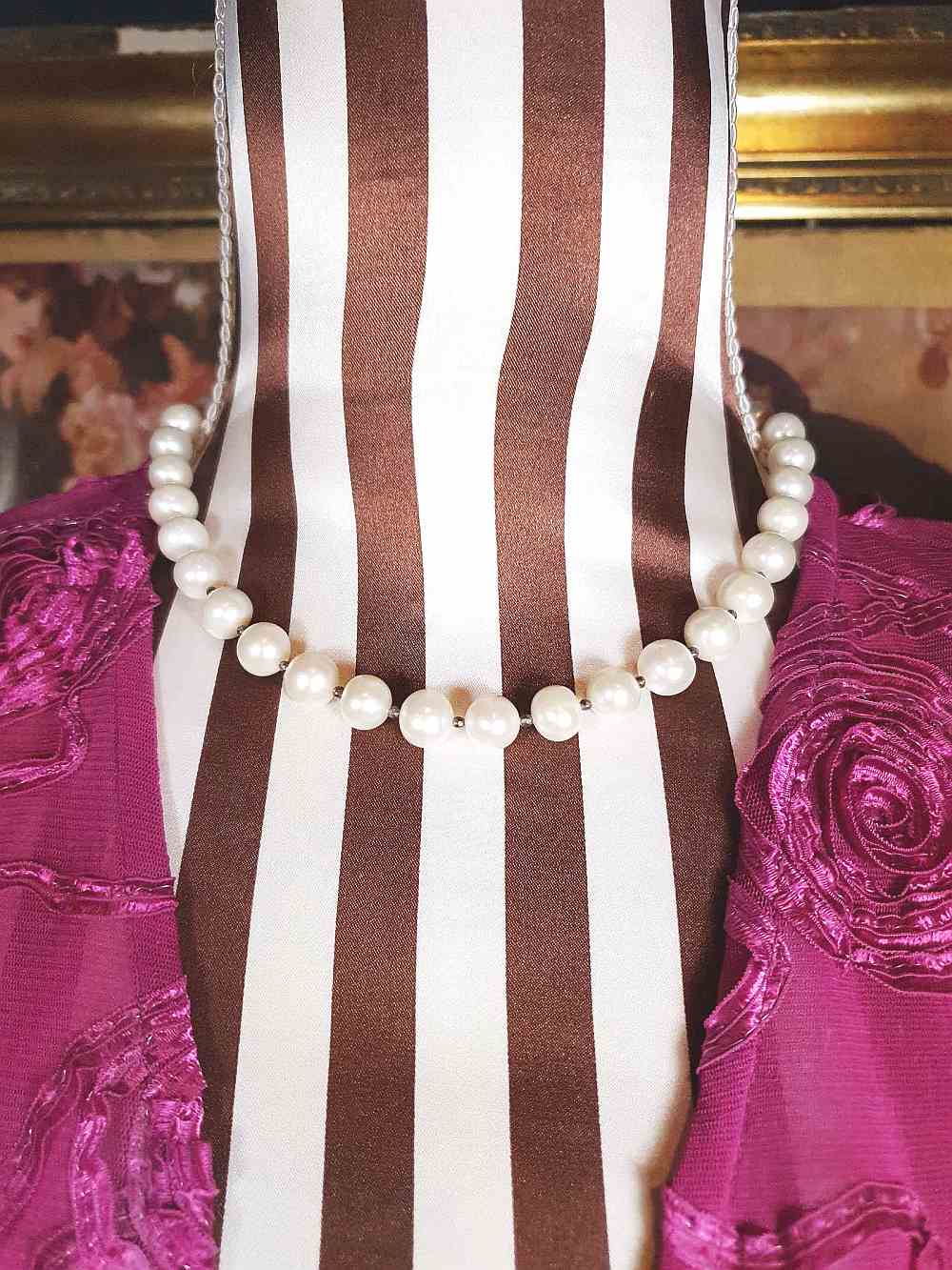 Vintage 1960s Freshwater Pearl Pearls Necklace Bracelet Set Demi Parure Sterling Silver