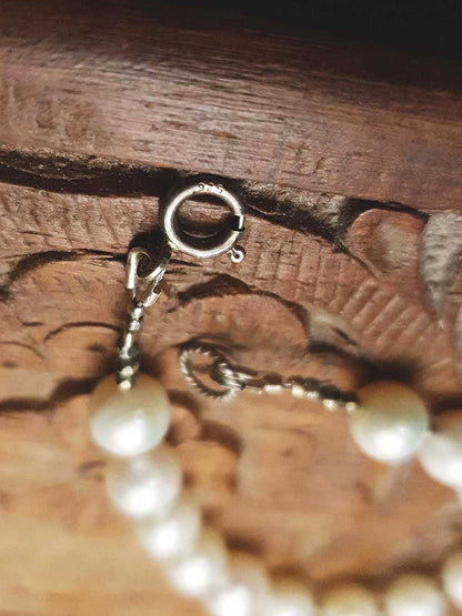 Vintage 1960s Freshwater Pearl Pearls Necklace Bracelet Set Demi Parure Sterling Silver