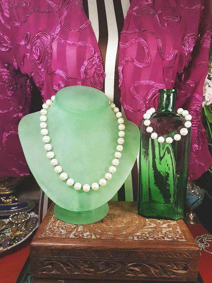 Vintage 1960s Freshwater Pearl Pearls Necklace Bracelet Set Demi Parure Sterling Silver