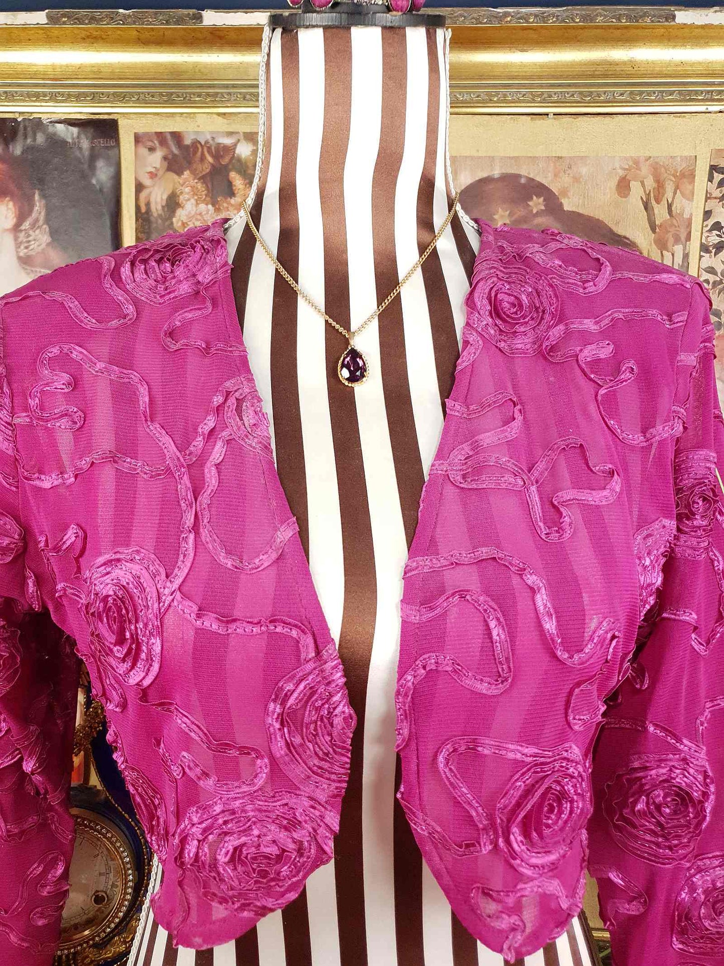 Vintage 1960s Purple Rhinestone Pendant Necklace Gold Tone