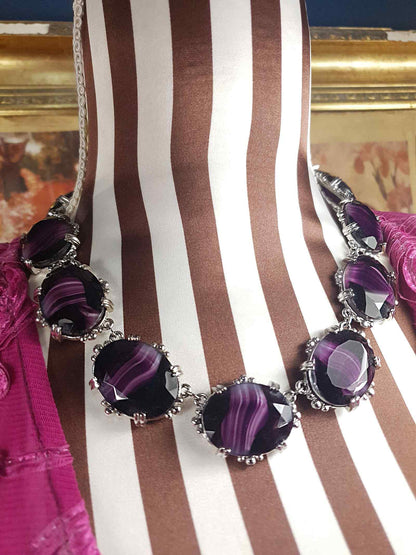 Vintage 1960s Purple Art Glass Sphinx Necklace