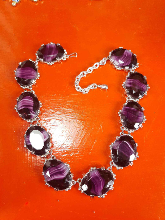 Vintage 1960s Purple Art Glass Sphinx Necklace