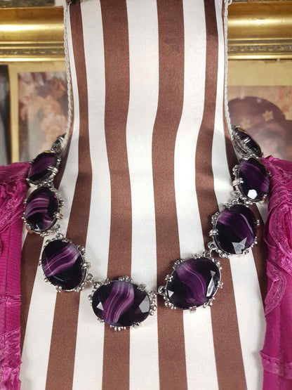 Vintage 1960s Purple Art Glass Sphinx Necklace