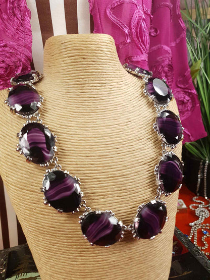 Vintage 1960s Purple Art Glass Sphinx Necklace
