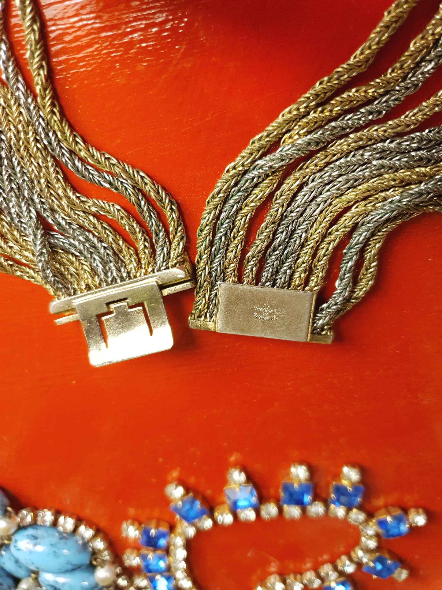 Vintage Authentic Christian Dior 1967 Necklace Draped Statement 10 Strand Gold Silver Tone Couture