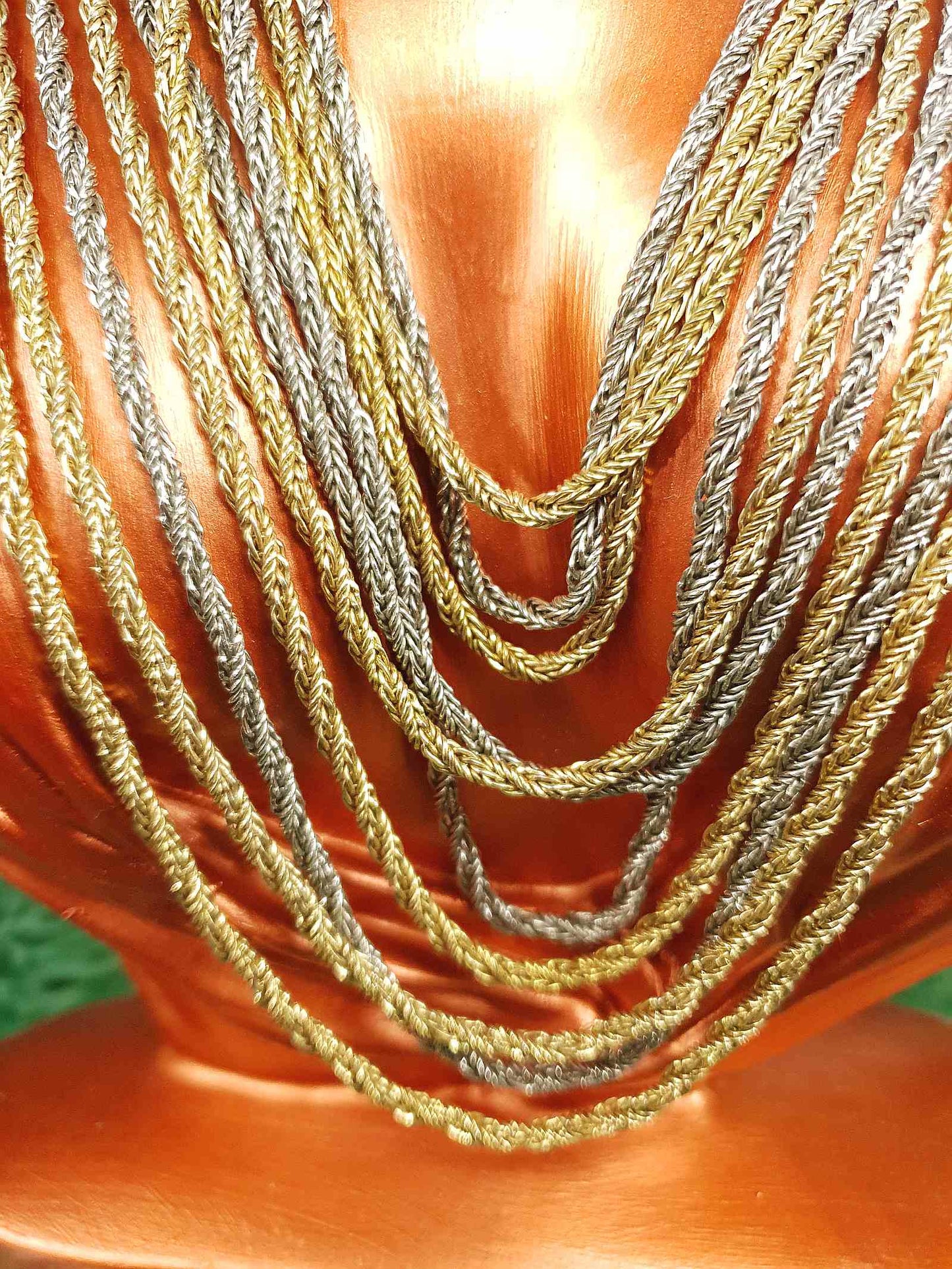 Vintage Authentic Christian Dior 1967 Necklace Draped Statement 10 Strand Gold Silver Tone Couture