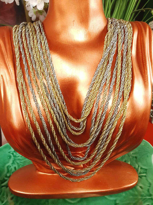 Vintage Authentic Christian Dior 1967 Necklace Draped Statement 10 Strand Gold Silver Tone Couture