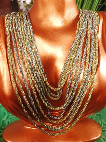 Vintage Authentic Christian Dior 1967 Necklace Draped Statement 10 Strand Gold Silver Tone Couture