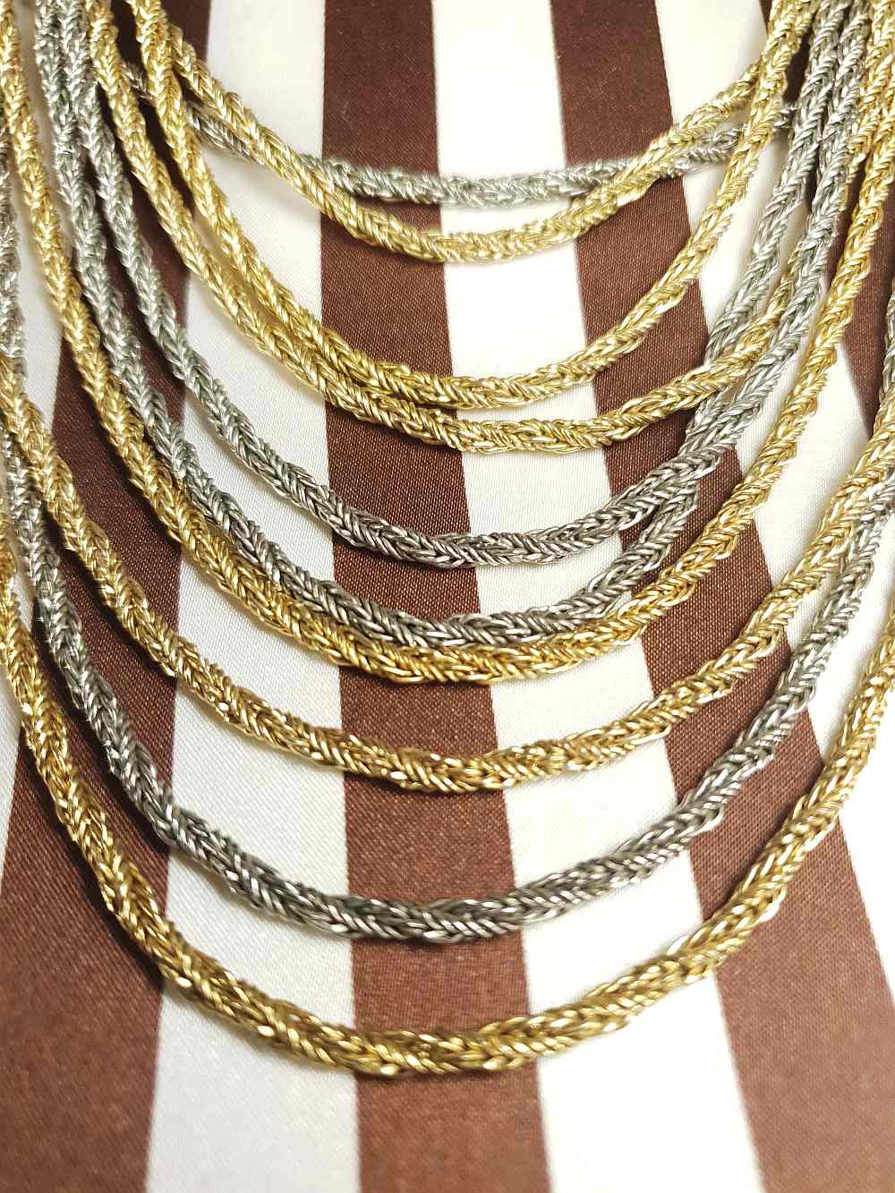 Vintage Authentic Christian Dior 1967 Necklace Draped Statement 10 Strand Gold Silver Tone Couture