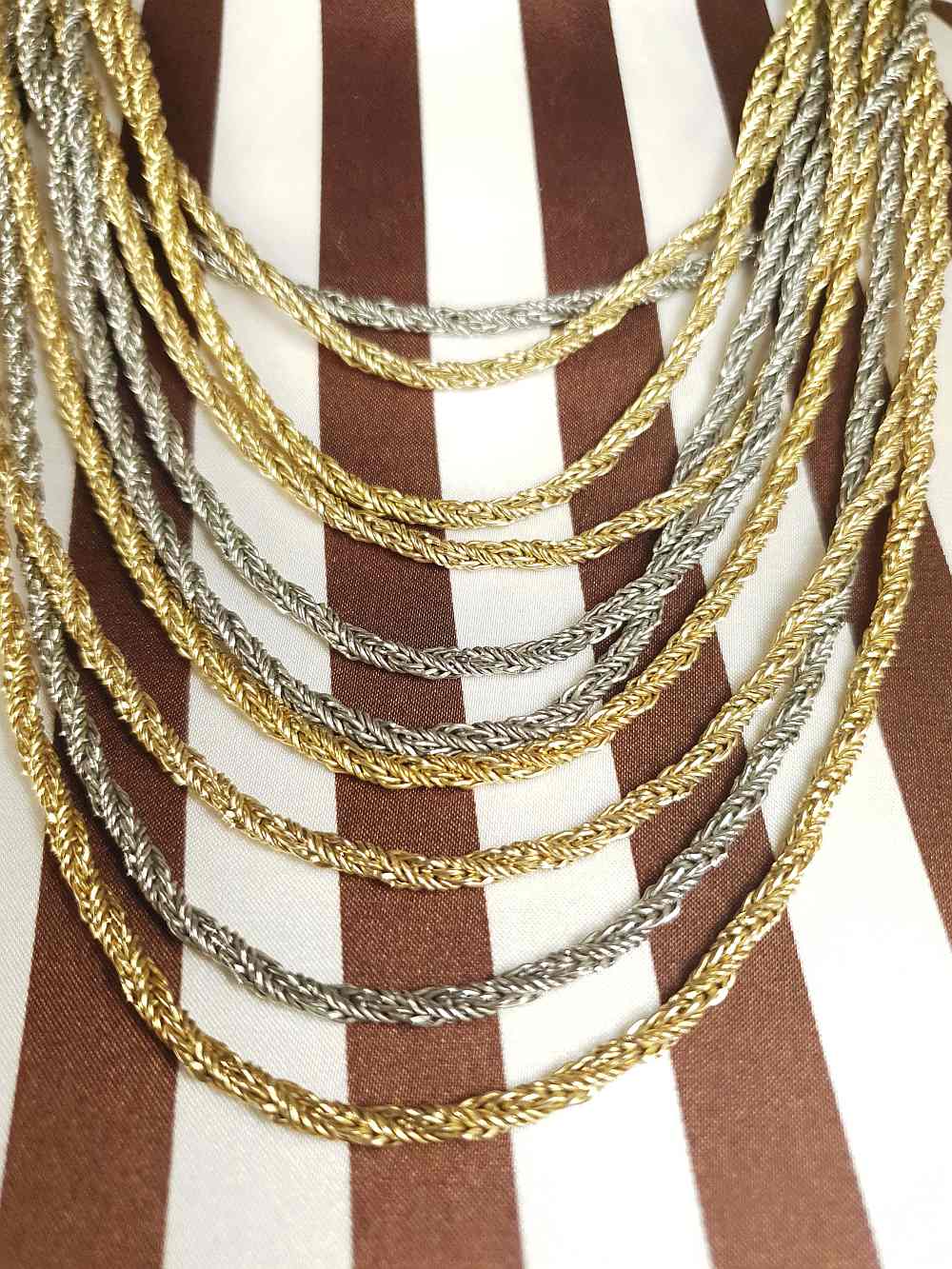 Vintage Authentic Christian Dior 1967 Necklace Draped Statement 10 Strand Gold Silver Tone Couture