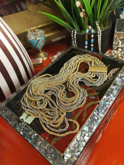 Vintage Authentic Christian Dior 1967 Necklace Draped Statement 10 Strand Gold Silver Tone Couture