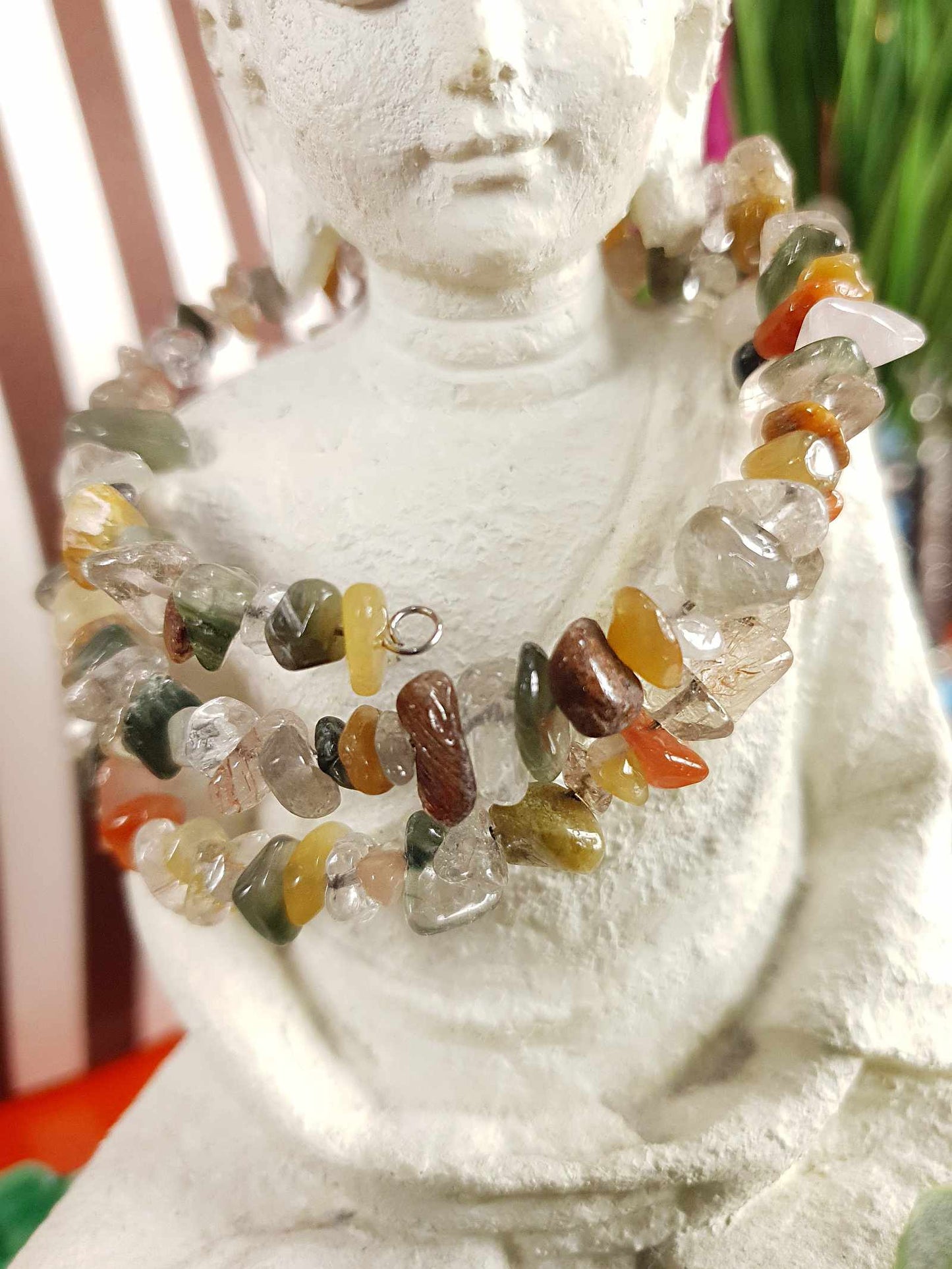 Vintage 1970s Quartz Agate Bracelet Boho Bohemian