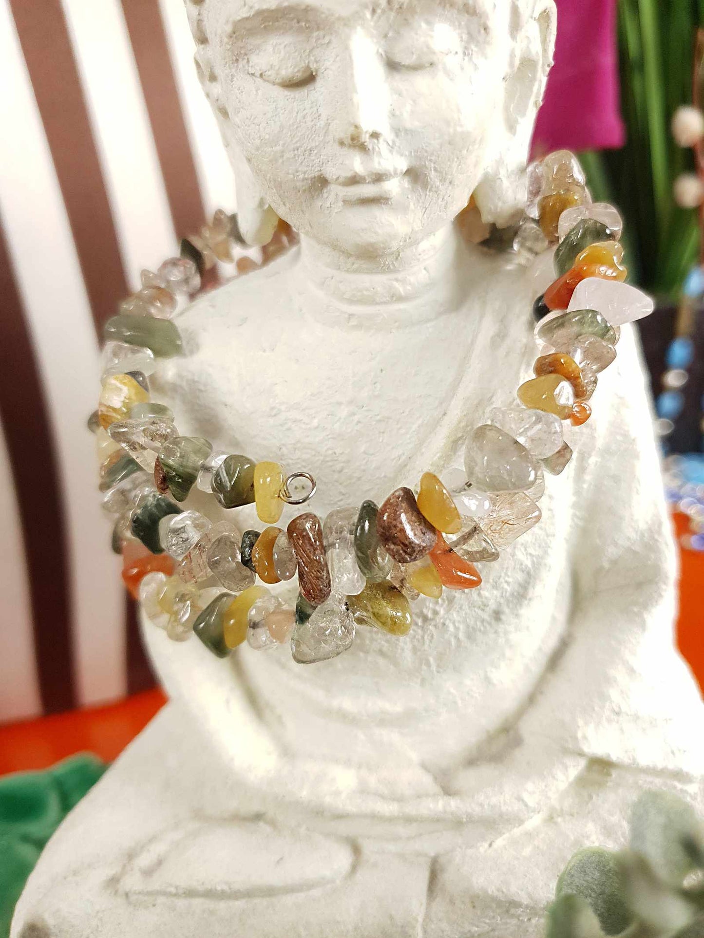 Vintage 1970s Quartz Agate Bracelet Boho Bohemian