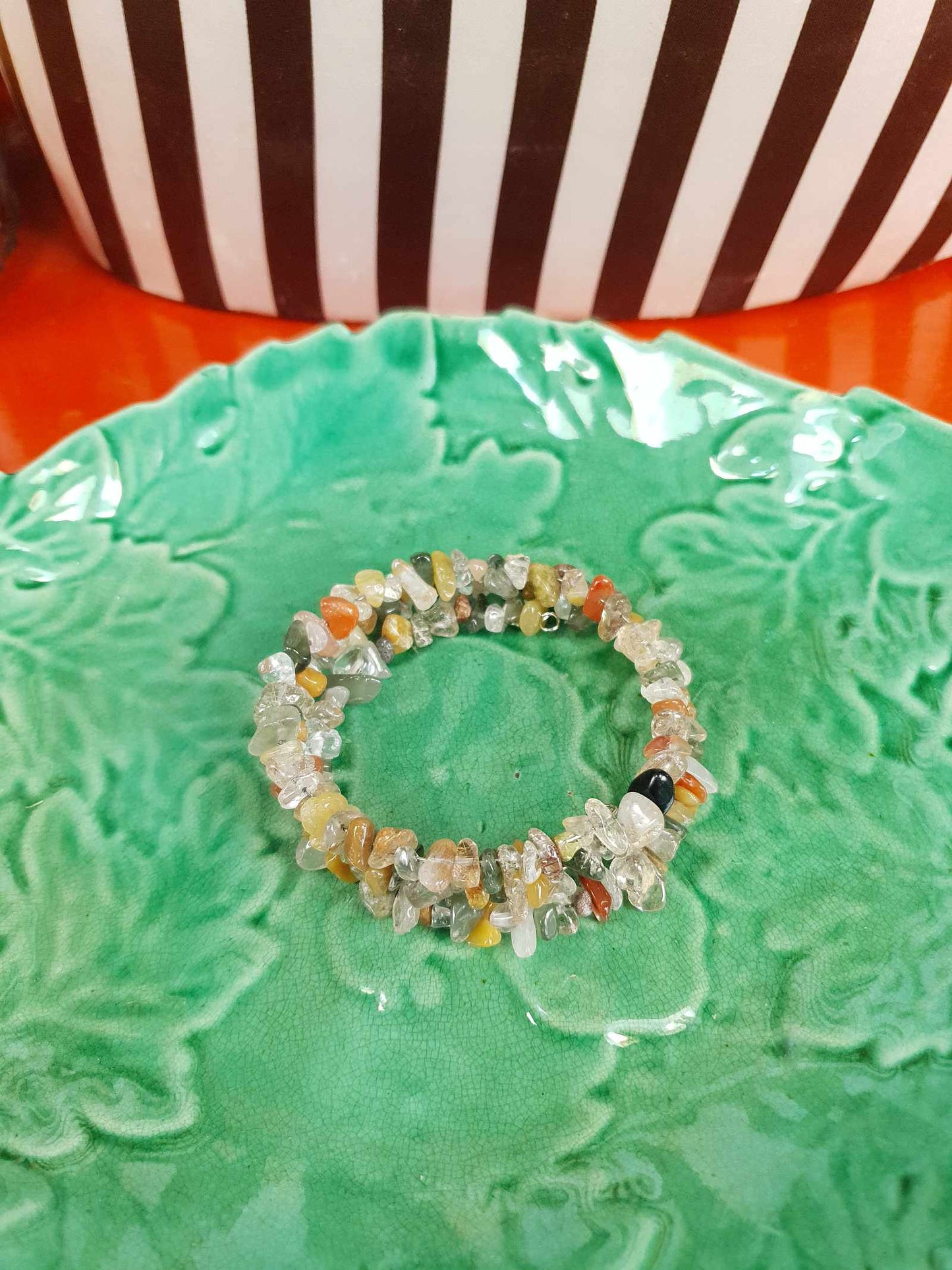 Vintage 1970s Quartz Agate Bracelet Boho Bohemian