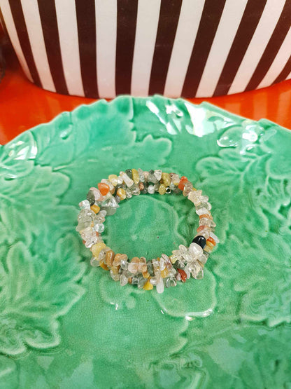 Vintage 1970s Quartz Agate Bracelet Boho Bohemian