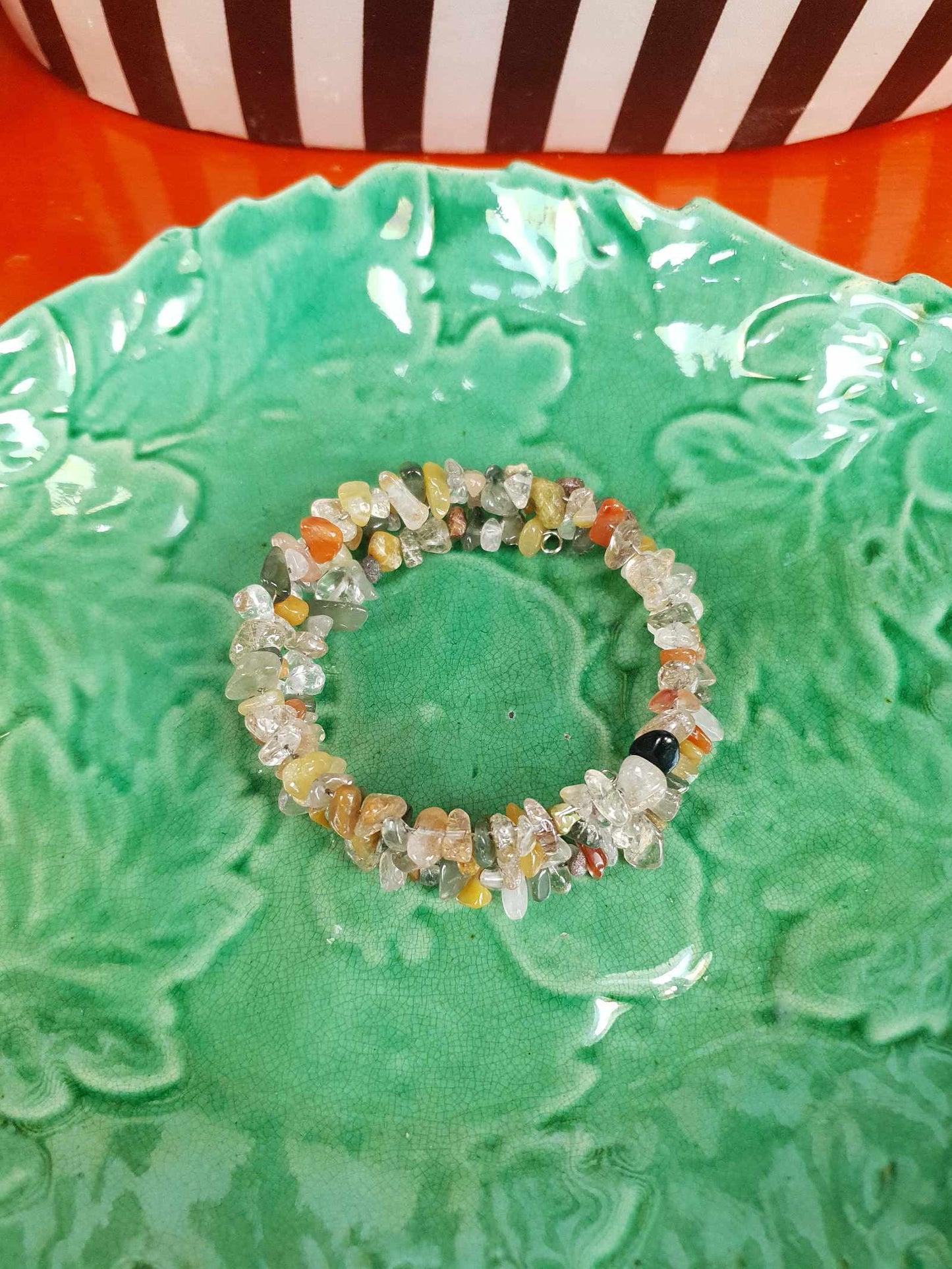 Vintage 1970s Quartz Agate Bracelet Boho Bohemian