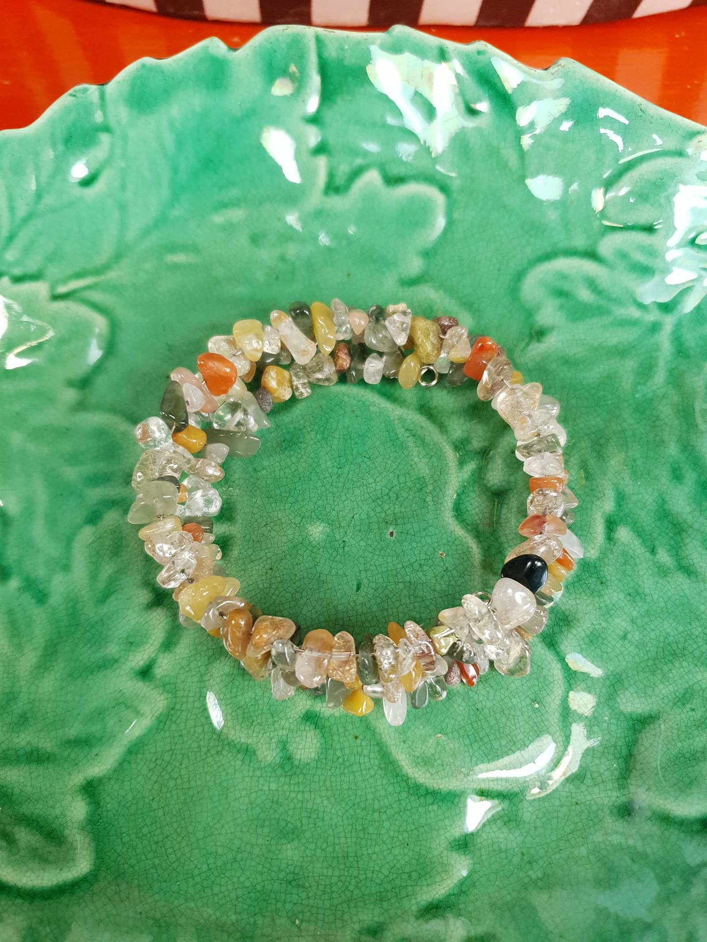 Vintage 1970s Quartz Agate Bracelet Boho Bohemian