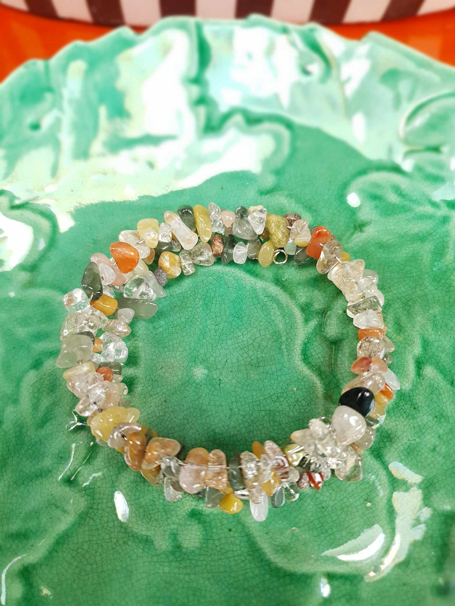 Vintage 1970s Quartz Agate Bracelet Boho Bohemian