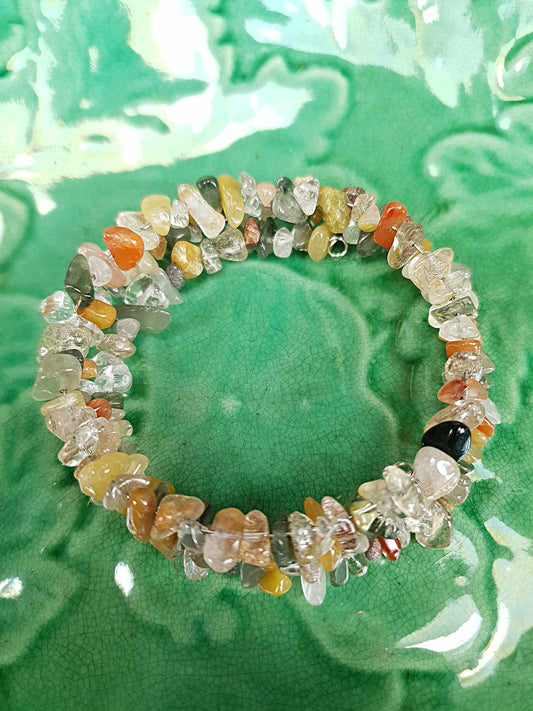 Vintage 1970s Quartz Agate Bracelet Boho Bohemian