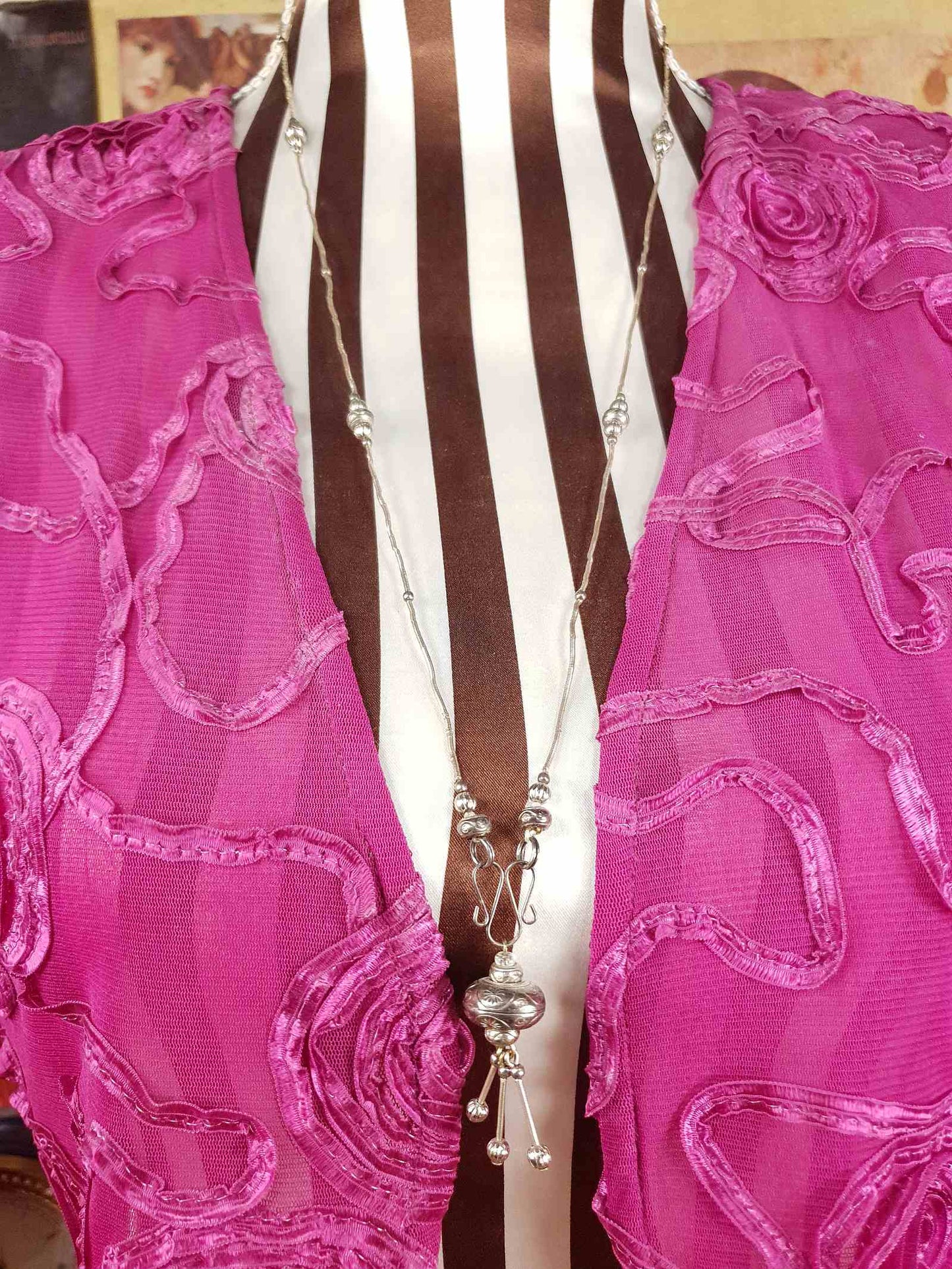 Vintage 1970s Boho Engraved Necklace Bohemian Silver Tone Metal