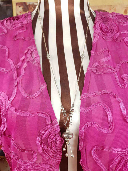 Vintage 1970s Boho Engraved Necklace Bohemian Silver Tone Metal