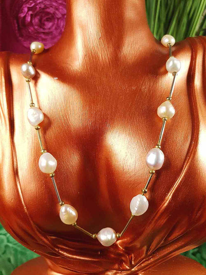 Vintage 1970s Freshwater Baroque Pearl Necklace White Lilac Peach Pearls