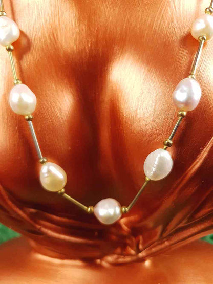 Vintage 1970s Freshwater Baroque Pearl Necklace White Lilac Peach Pearls