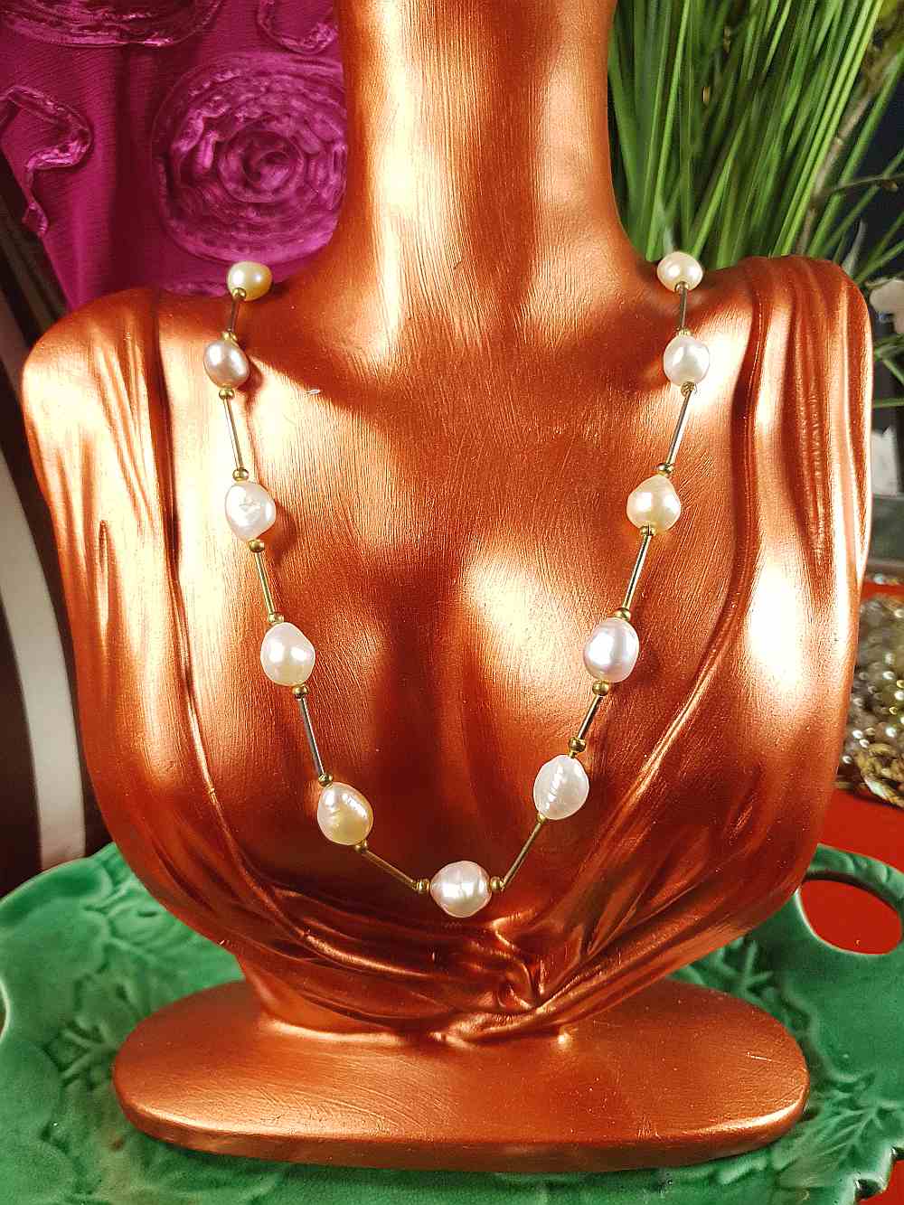 Vintage 1970s Freshwater Baroque Pearl Necklace White Lilac Peach Pearls
