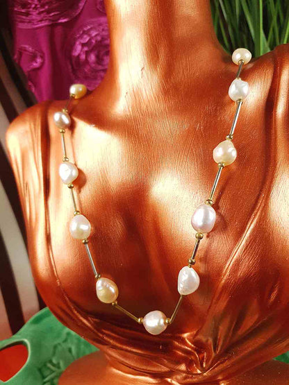 Vintage 1970s Freshwater Baroque Pearl Necklace White Lilac Peach Pearls