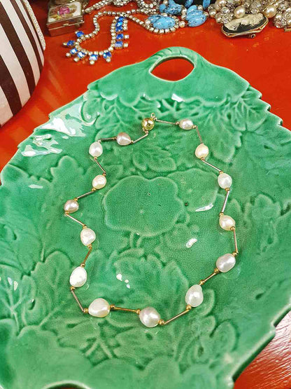 Vintage 1970s Freshwater Baroque Pearl Necklace White Lilac Peach Pearls