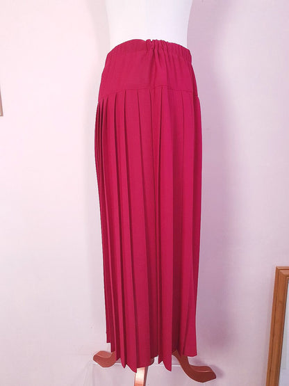 Vintage 1970s Red Pleated Skirt Midi Size 14 Retro
