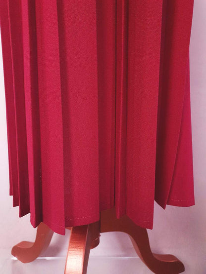 Vintage 1970s Red Pleated Skirt Midi Size 14 Retro