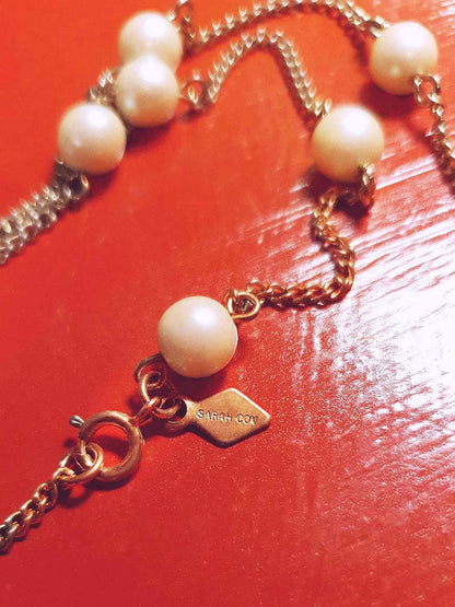 Vintage 1970s Sarah Coventry Faux Pearl Necklace Retro
