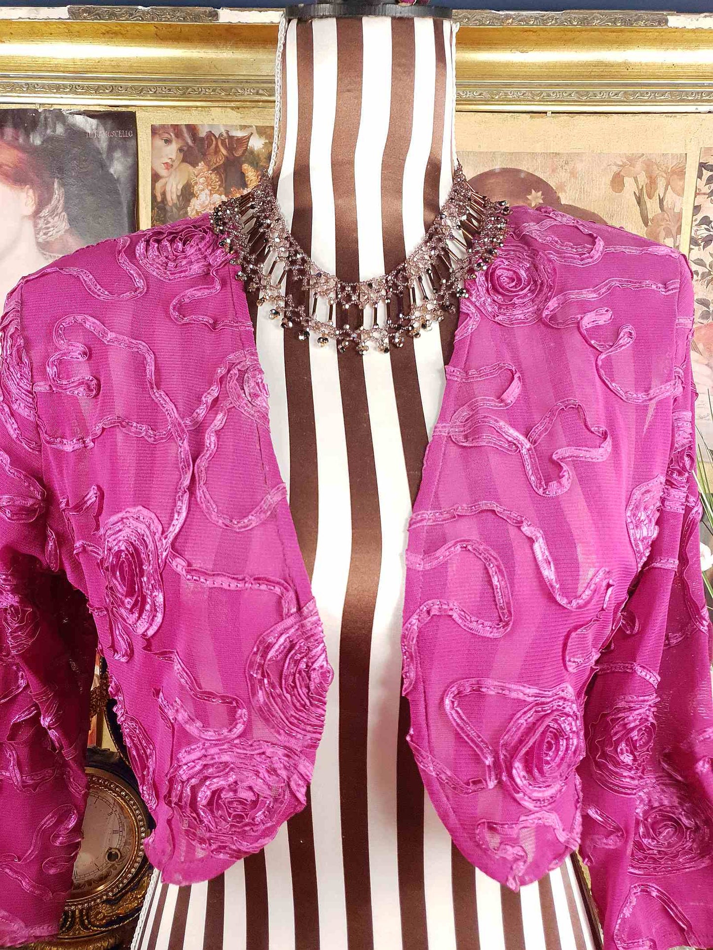 Vintage 1980s Bead Collar Boho Necklace Copper Mauve Bohemian