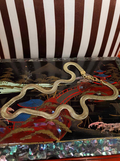 Vintage 1980s Snake Chain Choker Necklace Gold Tone M & S