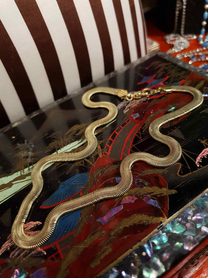 Vintage 1980s Snake Chain Choker Necklace Gold Tone M & S