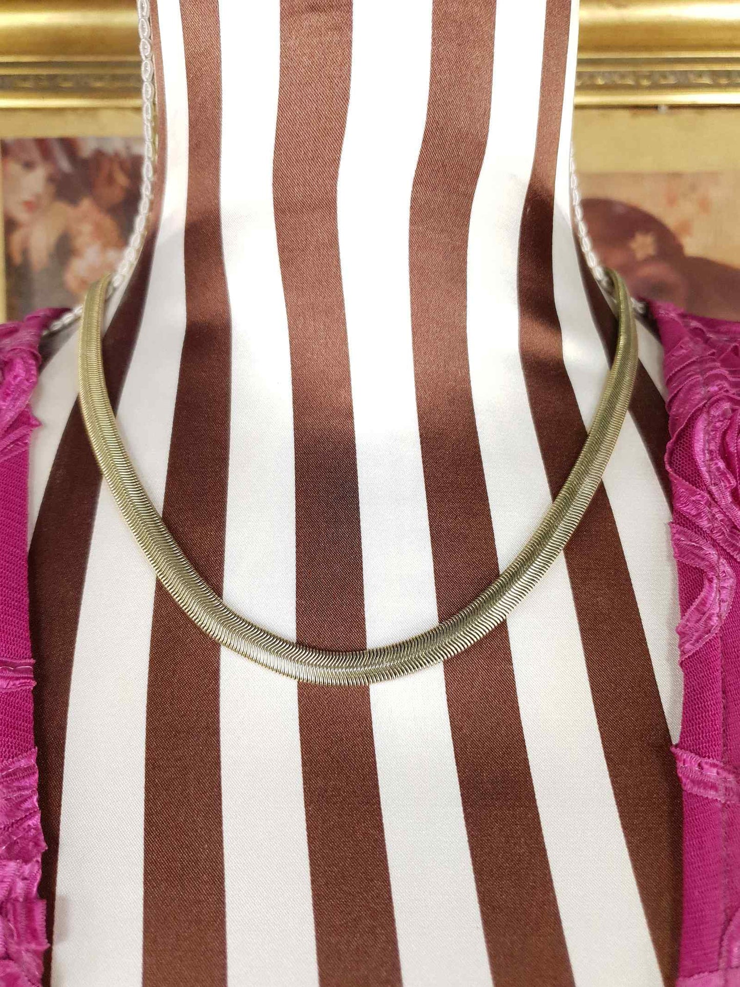 Vintage 1980s Snake Chain Choker Necklace Gold Tone M & S