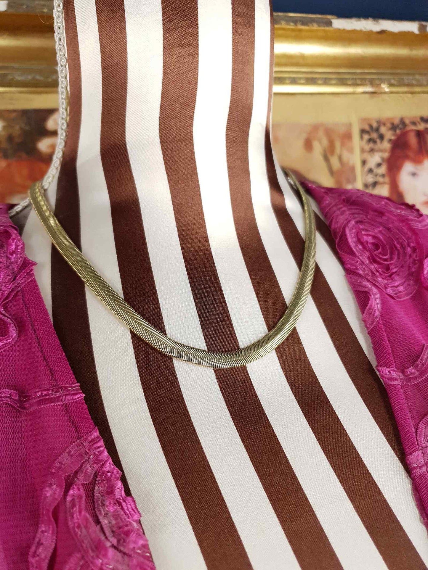 Vintage 1980s Snake Chain Choker Necklace Gold Tone M & S