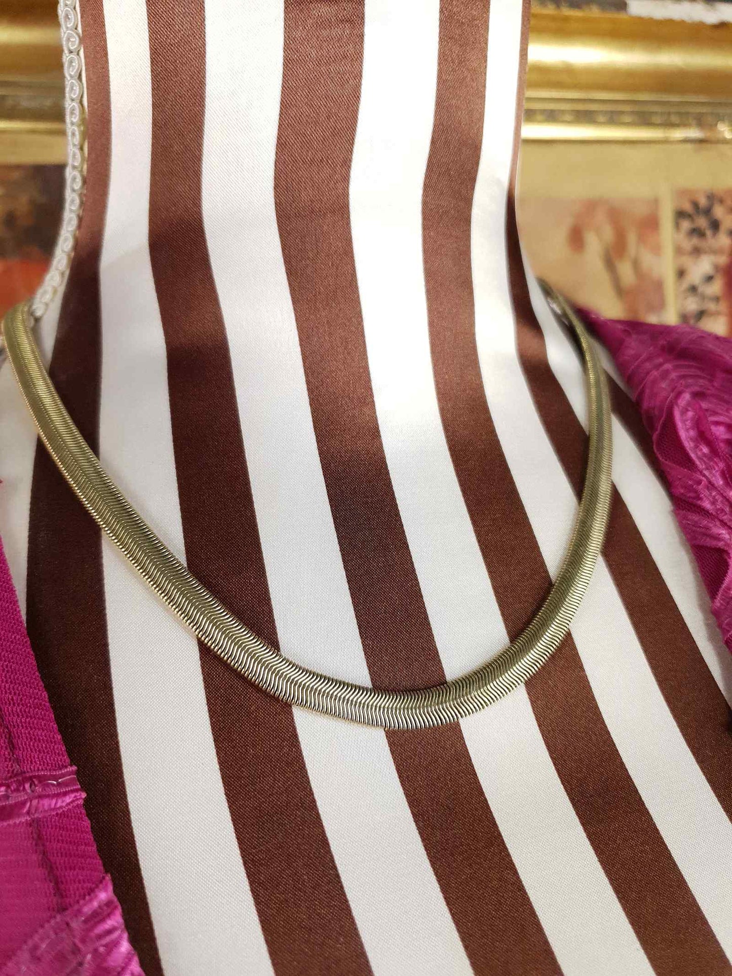 Vintage 1980s Snake Chain Choker Necklace Gold Tone M & S