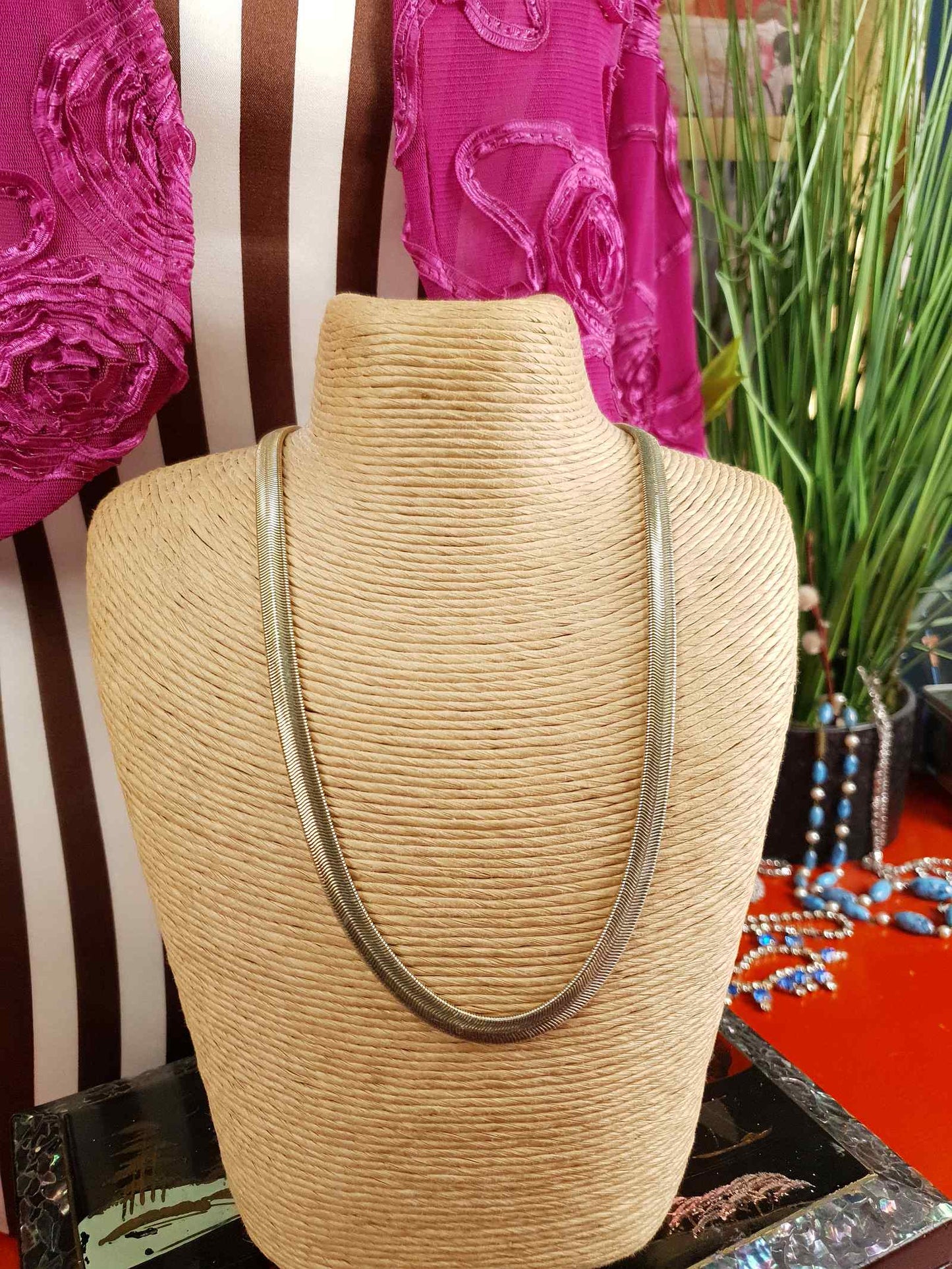 Vintage 1980s Snake Chain Choker Necklace Gold Tone M & S