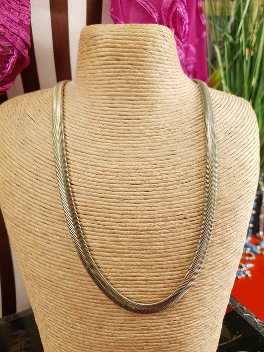 Vintage 1980s Snake Chain Choker Necklace Gold Tone M & S