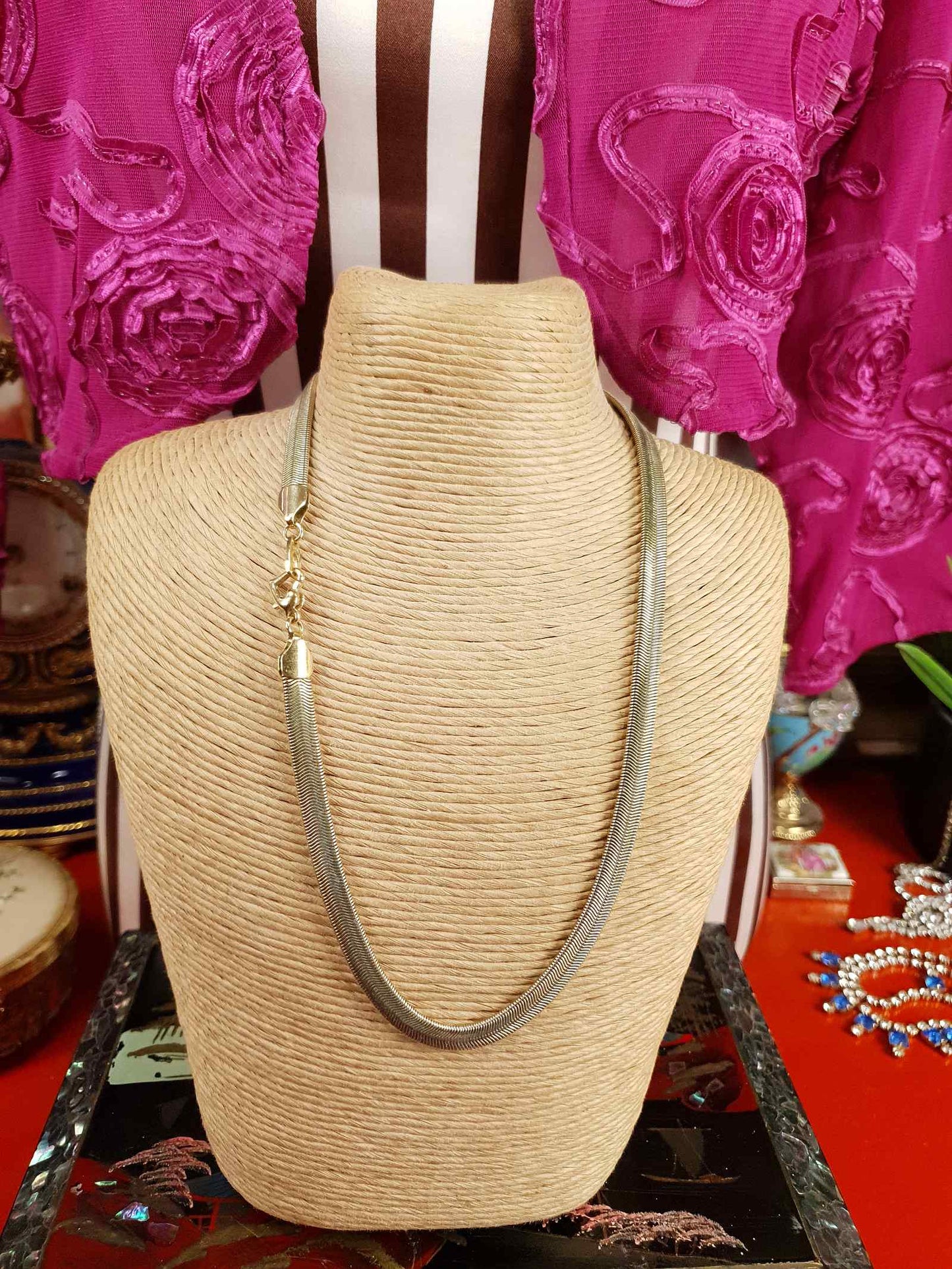 Vintage 1980s Snake Chain Choker Necklace Gold Tone M & S