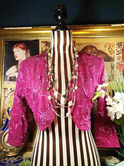 Vintage 90s Mother of Pearl Long Necklace Multi Tier Boho