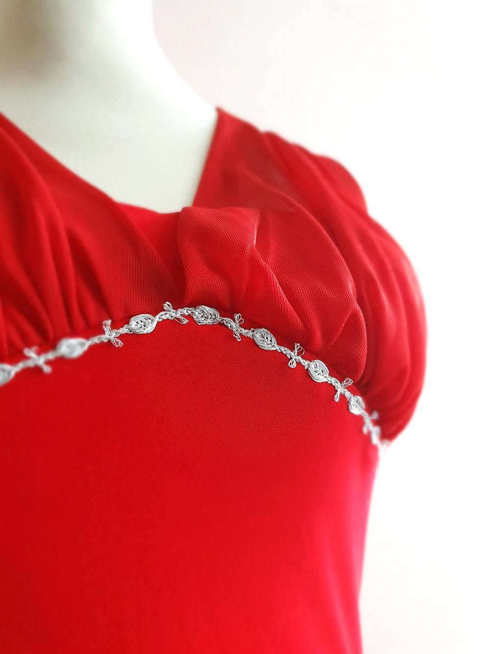 Vintage 90s Red Chiffon Halter Dress Cocktail Party Evening Midi - Size 10